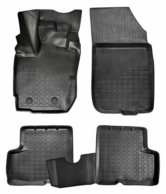 фото Резиновые коврики Renault для Duster с передним приводом, 3D ковры с бортиками, в салон автомобиля и багажника