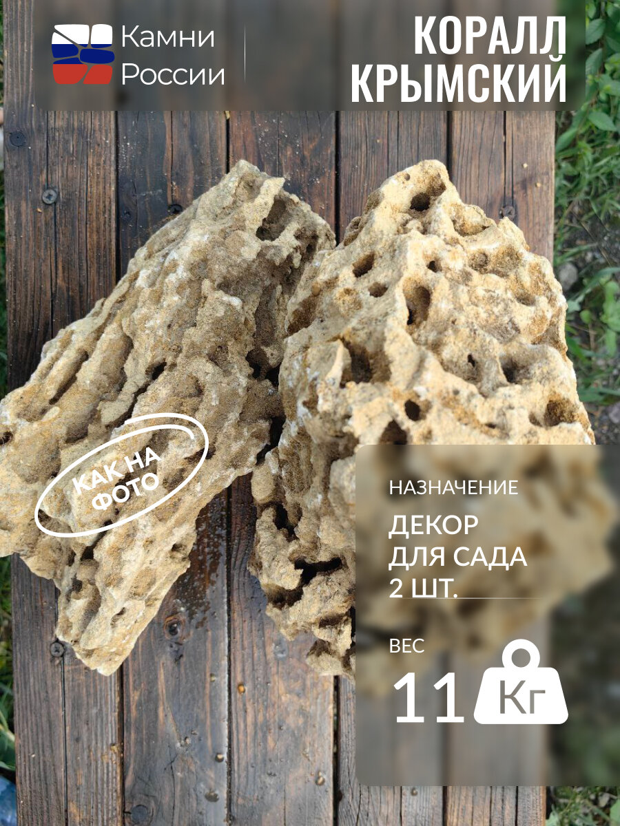 Камень декоративный для сада, Крымский коралл,2 шт,11 кг