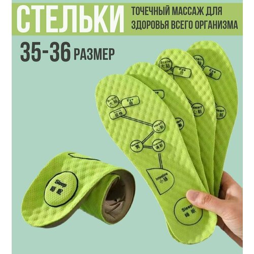 Стельки анатомические для обуви / Good Ideas / взрослые детские женские экко-состав размер 35-36 / зеленые 1 пара