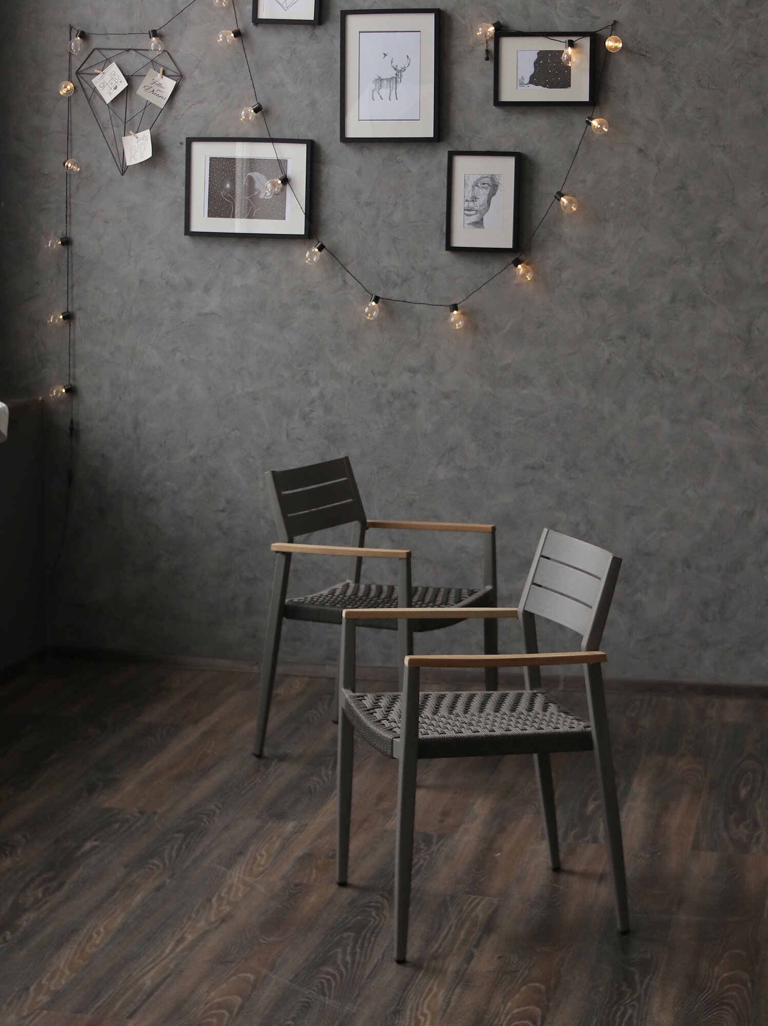 Кресло садовое Konway Toronto алюминий/роуп, подлокотник бук, цвет серый - фотография № 3