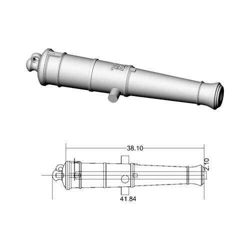 Ствол пушки тип Blomefield (18 фунтов), герб Георг 3, длина 41,8 мм, М.1:64, 2 шт творческий коллектив шоу объект 22 люди первой половины xix века как они жили чем дышали что ели и от чего умирали