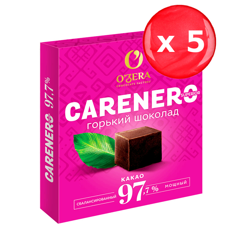 Шоколад O'Zera горький Carenero Superior 97.7% 90 г, набор из 5 шт.