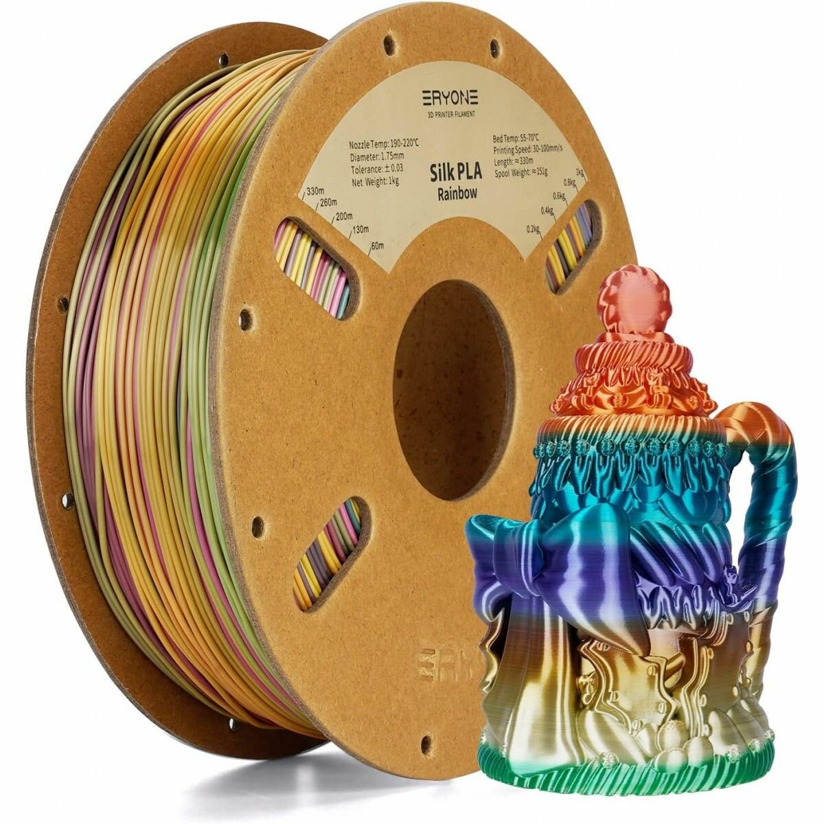 Разноцветный PLA Metal Silk Rainbow 175 мм 1 кг (Eryone)