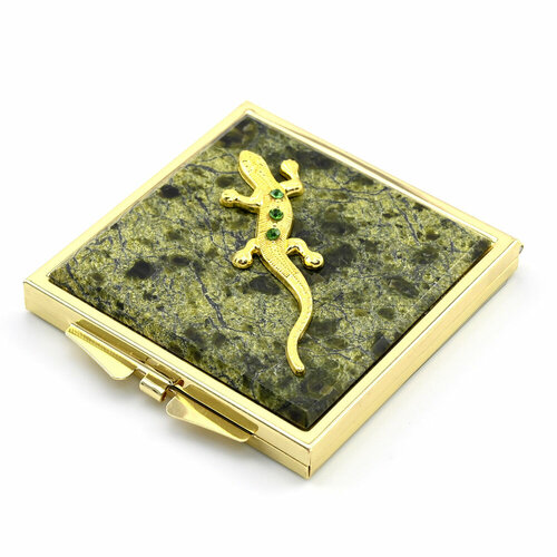 Карманное Зеркало из Змеевика с Ящеркой