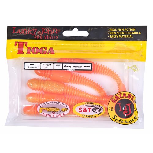 силиконовая приманка lucky john tioga 4 5 s13 11 4см 5шт Виброхвост съедобный LUCKY JOHN PRO SERIES TIOGA (11.4см / 4.5 / T26 / 5шт.) / Lucky John Приманка силиконовая (мягкая)