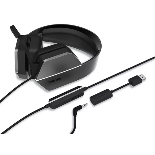 Philips Игровая гарнитура TAG4106BK, DTS Headphone: X 2.0, USB + провод 3,5 мм, Излучатели 50 мм / управление, Съемный однонаправленный микрофон, чёрны