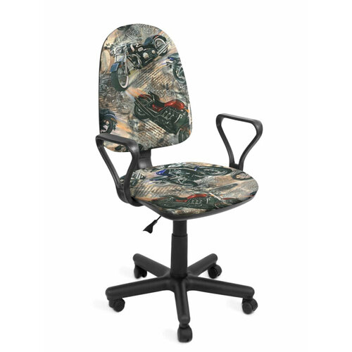 PRESTIGE (Престиж) GTP CPT PM60 Детская ткань и флок Кресло (велюр Bike 02, мотоциклы на сером фоне)