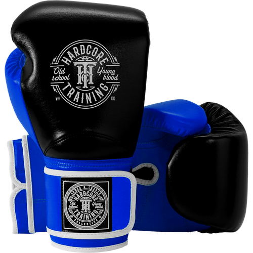 фото Боксерские перчатки hardcore training hardlea black/blue. 8oz