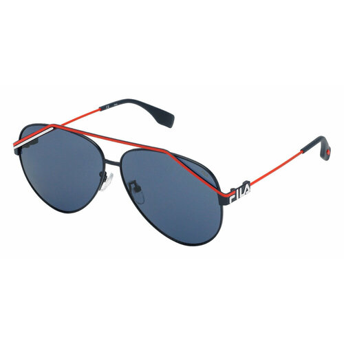 Солнцезащитные очки Fila SFI018 01AQ, прямоугольные, оправа: металл, для мужчин, голубой