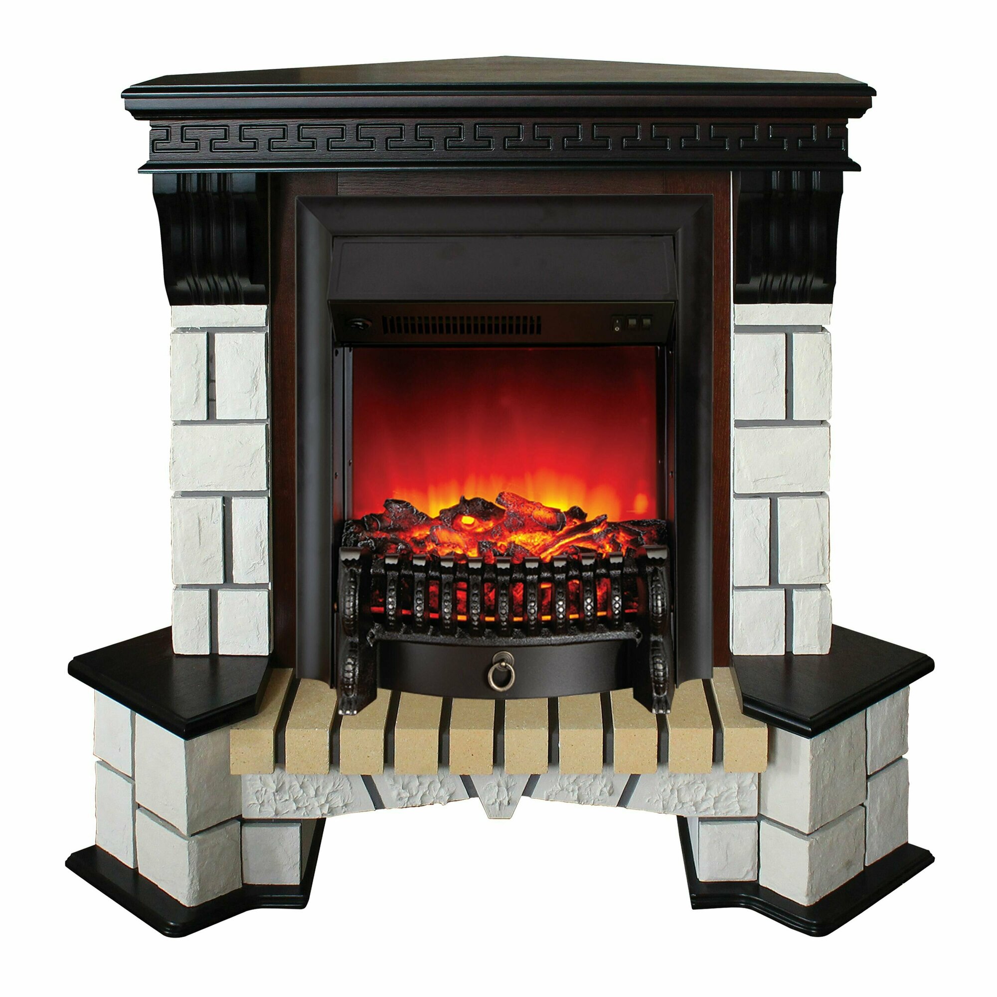 Электрокамин RealFlame Stone Coner STD AO с очагом Fobos Lux Black