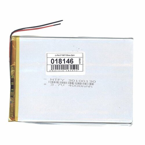 Аккумулятор Li-Pol (батарея) 3*100*130мм 2pin 3.7V/4000mAh аккумулятор li pol 603030 батарея 6 30 30 2pin 3 7v 520mah