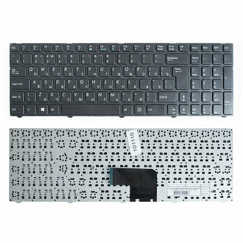 Клавиатура для ноутбука DNS Pegatron C15, C17 Series. Г-образный Enter. Черная, с черной рамкой. MP-13A83SU-5283, 0KN0-CN4RU12. клавиатура для ноутбука dns pegatron c15 с рамкой p n 0kn0 cn4ru12 mp 13a83su 5283