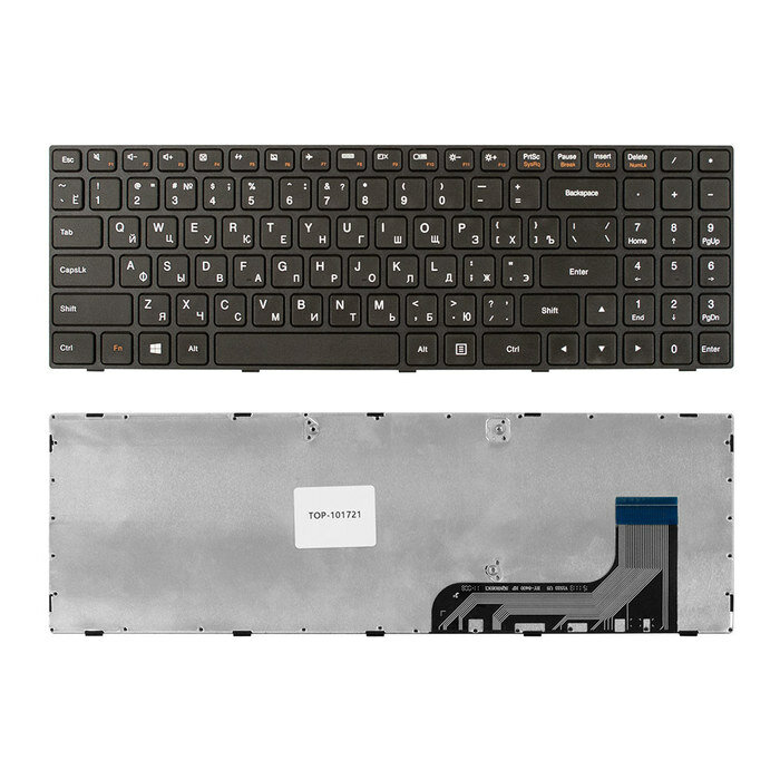 Клавиатура для ноутбука Lenovo Ideapad 100-15, 100-15IBY, B50-10, B5010 Series. Плоский Enter. Черная, с черной рамкой. 5N20H52634, 5N20H52646.