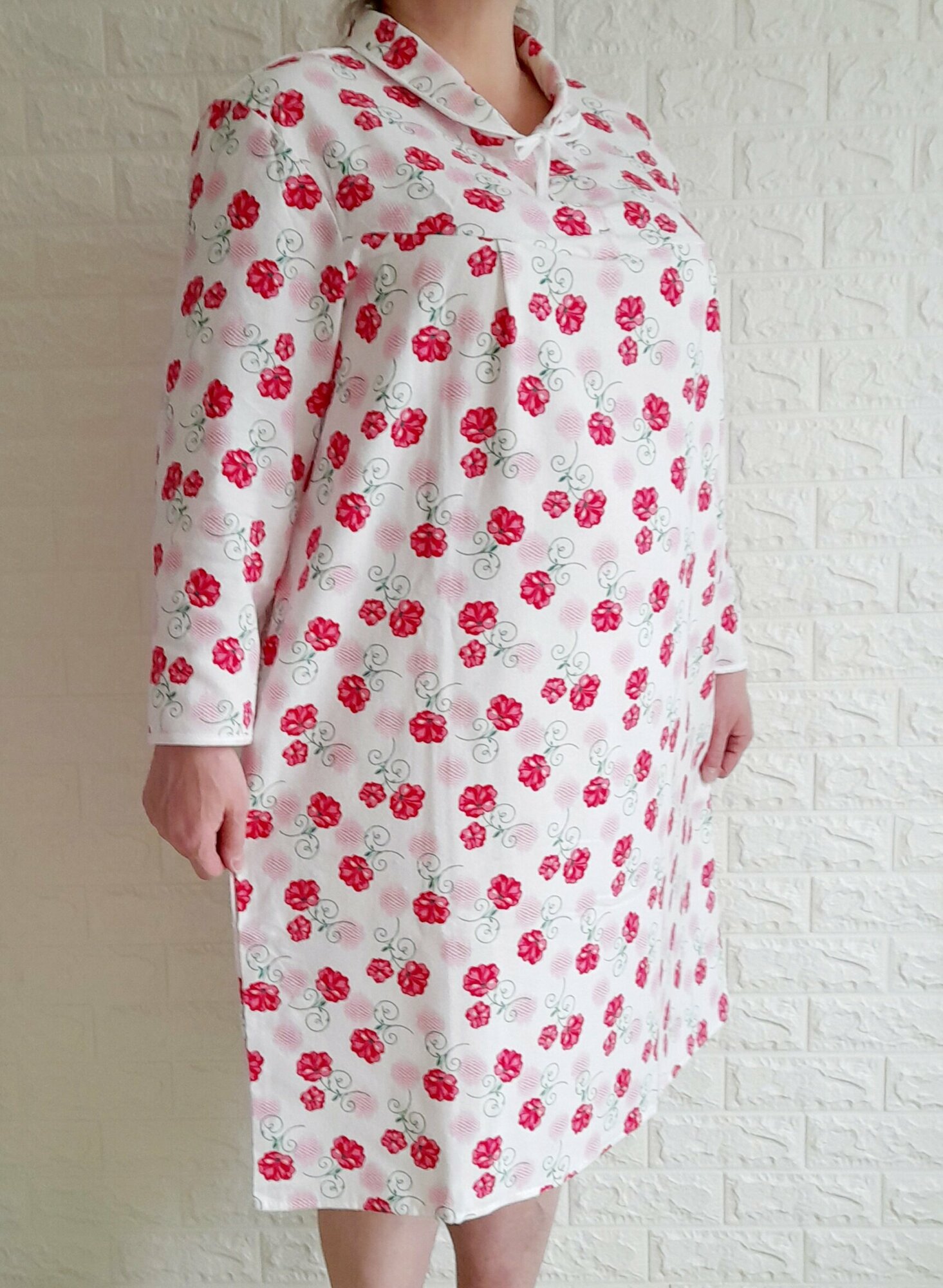 Сорочка средней длины, длинный рукав, утепленная, размер 52, розовый - фотография № 5