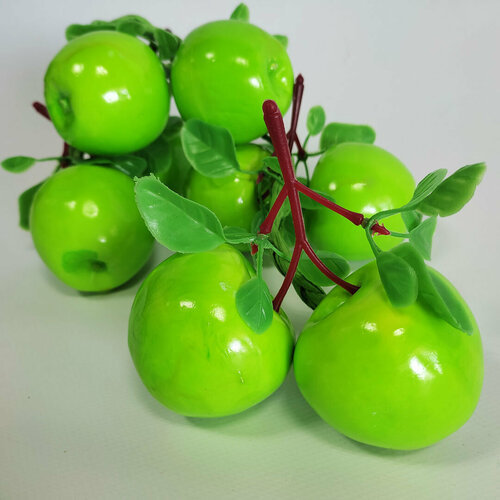 SunGrass / Фрукты искусственные - яблоки зеленые на ветке - 8 шт / Декор для дома, кафе, ресторана
