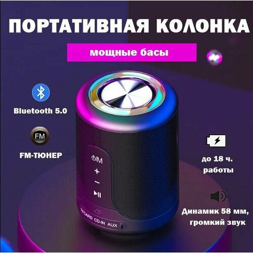 Колонка беспроводная Bluetooth музыкальнаяпортативная колонка с радио и ручкой для переноски AUXTFUSB синий 144100₽