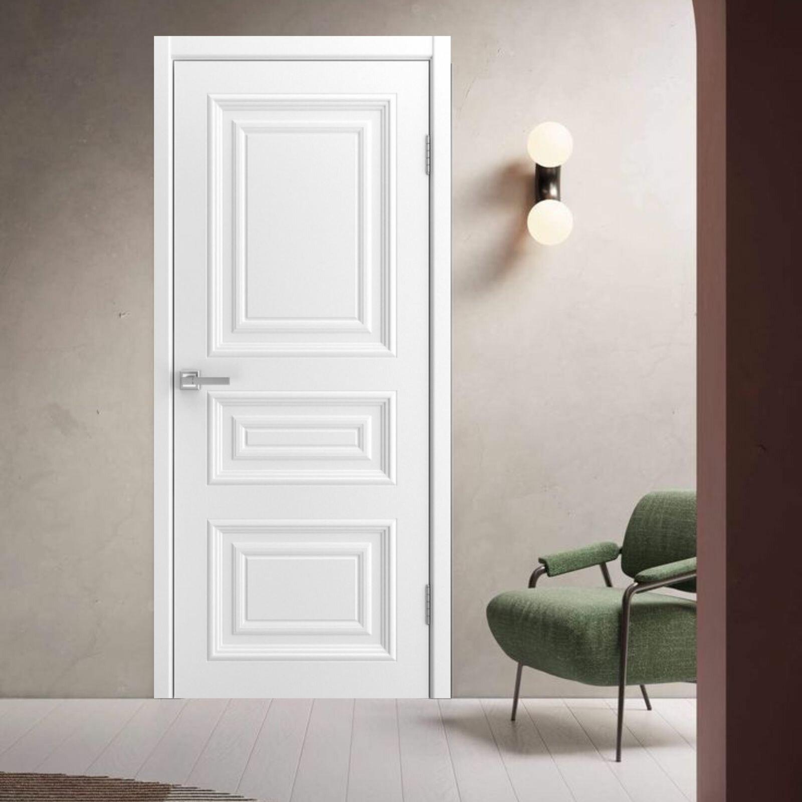 Дверь межкомнатная Paputin's Doors Legenda 3 Белая, Эмаль, МДФ, 900x2000, Глухая