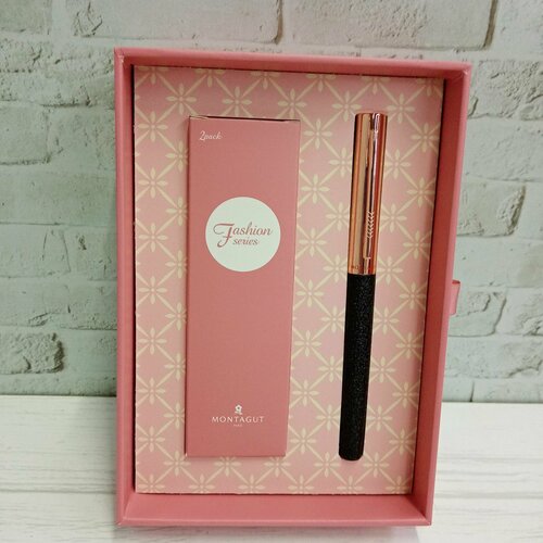 Ручка в футляре TJ-42 Montagut (черн) 0.5мм роллер, Золото/черная, металлический корпус + 2 стержня, в к/кор M907 (1/20)