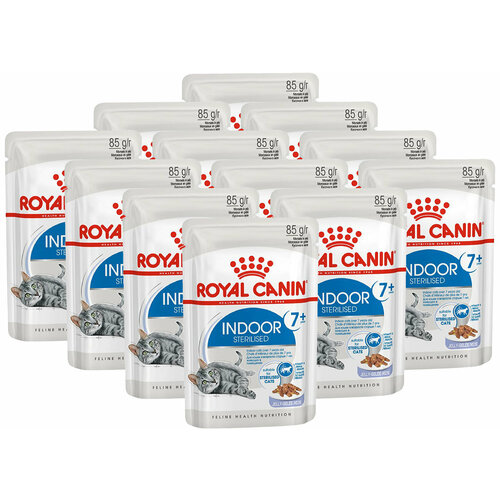 Консервы ROYAL CANIN INDOOR STERILISED 7+ для пожилых кастрированных котов и стерилизованных кошек живущих дома в желе (85 гр х 12 шт)