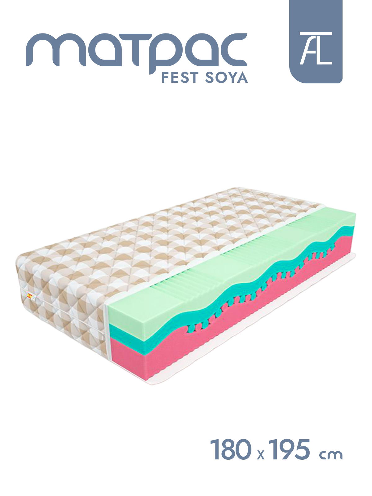 Матрас Fest Soya Mr.Mattress, бежевый, светло-бежевый, 180х195 см