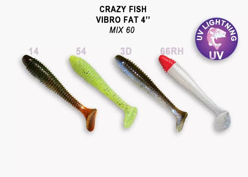 Силиконовая приманка мягкая съедобная Crazy Fish Vibro Fat