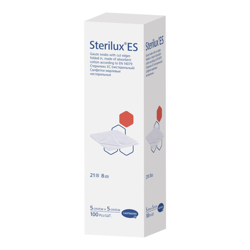 Sterilux ES салфетки нестерильные 5х5 см 8 слоев 21 нить 100 шт