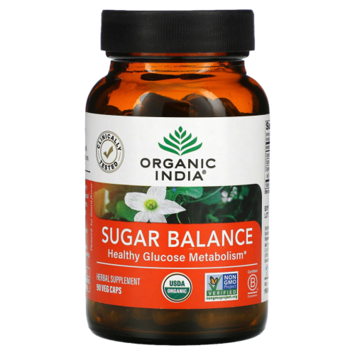 Баланс сахара здоровый метаболизм глюкозы Sugar Balance, Healthy Glucose Metabolism Organic India 90 вегетарианских капсул