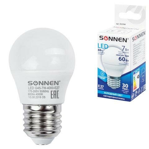 Лампа светодиодная SONNEN 453704, E27, G45, 7 Вт, 4000 К - фотография № 2