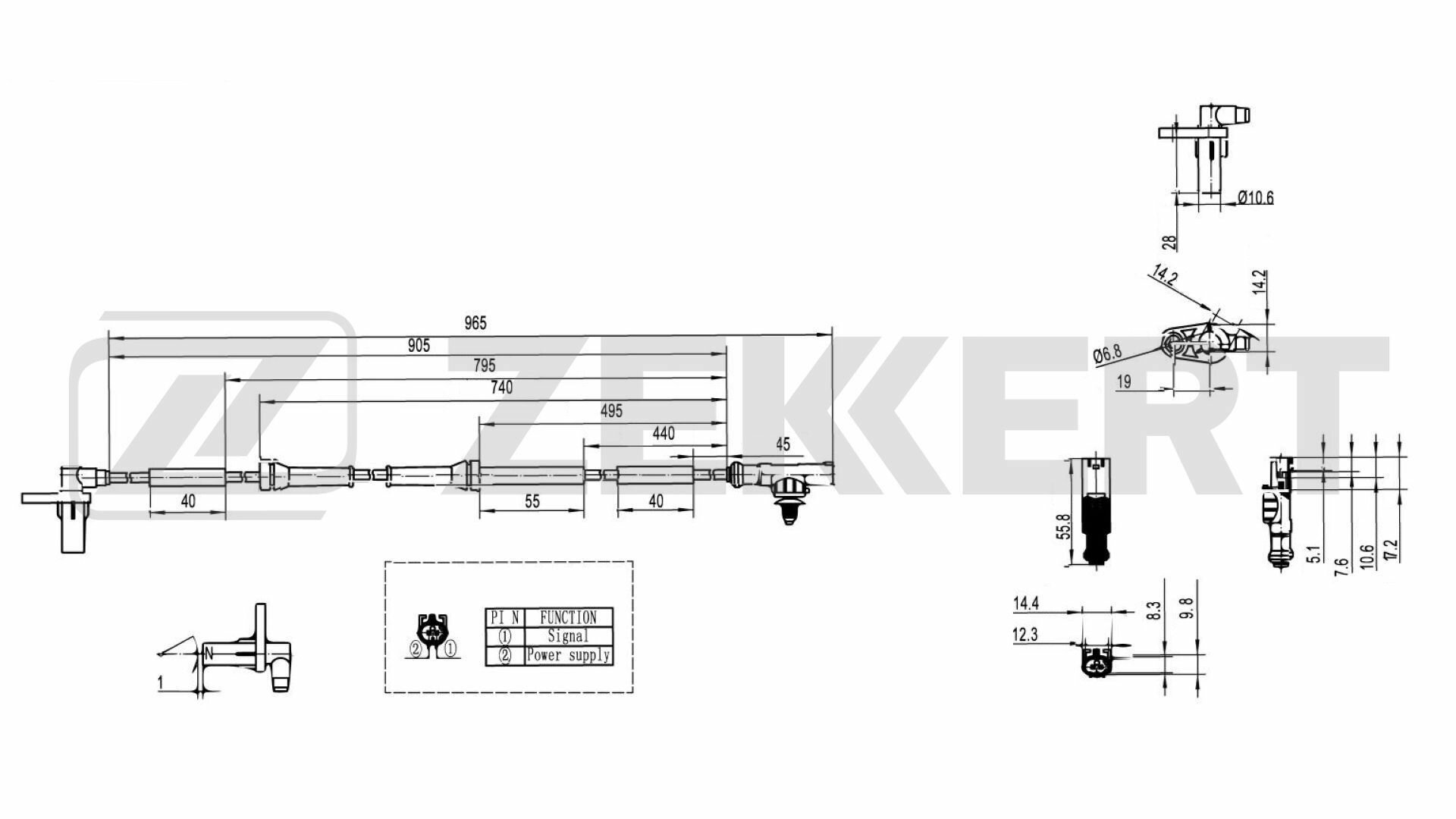 ZEKKERT se-6113 (111803538350) датчик abs передн. Lada (Лада) kalina 04- granta 11- priora 07-