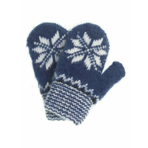 Варежки Рассказовские варежки детские демисезонные, шерсть, размер 1-3 года, белый, синий