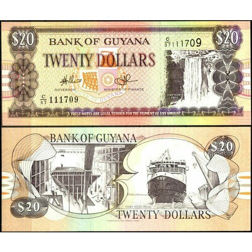 Гайана 20 долларов 1996 (UNC Pick 30) гайана 5000 долларов 2011 г unc