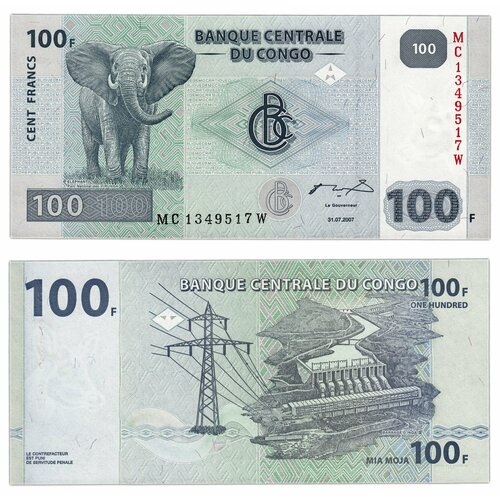 Конго 100 франков 2007-2013 конго 500 франков 2002 2013