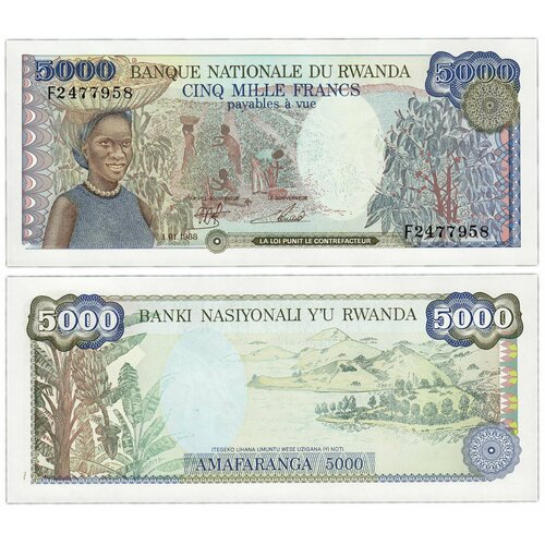 Руанда 5000 франков 1988 руанда 5000 франков 1998 unc pick 28