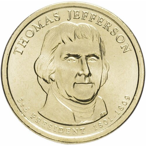 (03d) Монета США 2007 год 1 доллар Томас Джефферсон 2007 год Латунь UNC 04p монета сша 2007 год 1 доллар джеймс мэдисон 2007 год латунь unc
