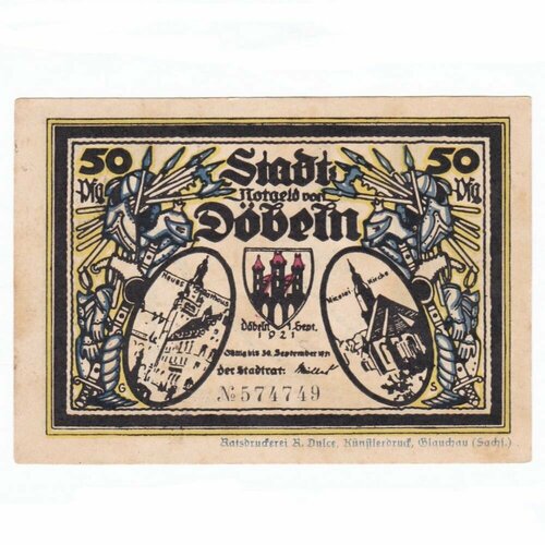 Германия (Веймарская Республика) Дёбельн 50 пфеннигов 1921 г. (Вид 8)