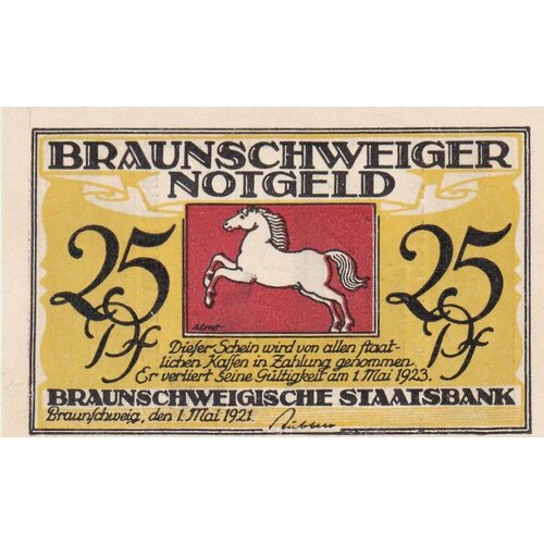 Германия (Веймарская Республика) Брауншвейг 25 пфеннигов 01.05.1921 г. (Вид 3) (3)