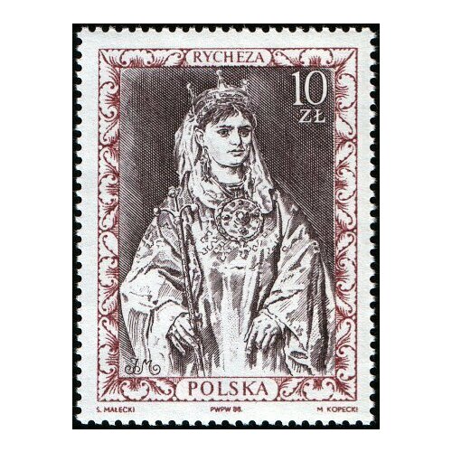 (1988-046) Марка Польша Королева Ричеза Портреты польских правителей III Θ 1960 046 марка польша калиш iii θ
