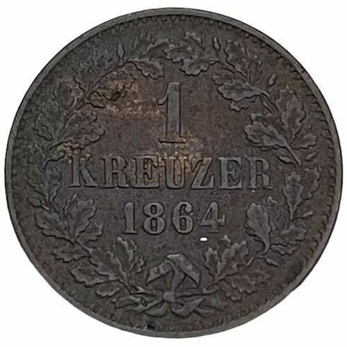 Германия, Баден 1 крейцер 1864 г. германия баден 1 2 крейцера 1866 г