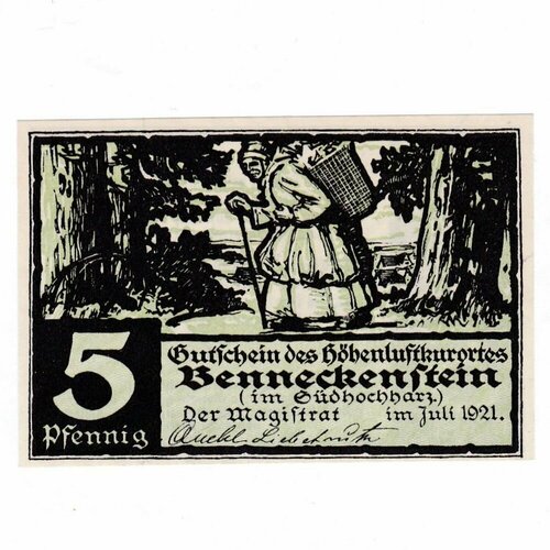 Германия (Веймарская Республика) Беннекенштайн 5 пфеннигов 1920 г. германия веймарская республика виттен 5 пфеннигов 1920 г