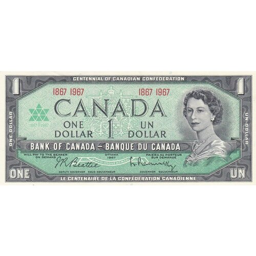 Канада 1 доллар 1967 г. (Вид 2) клуб нумизмат монета доллар канады 1967 года серебро 100 лет конфедерации канада