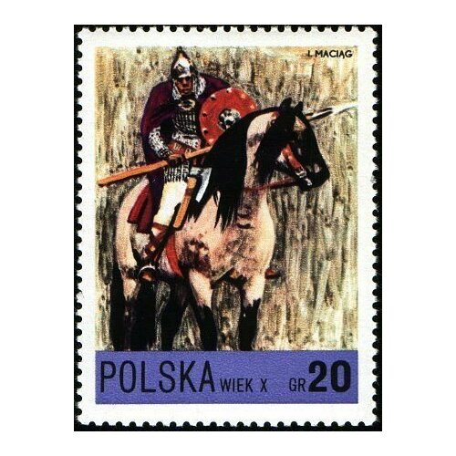 (1972-081) Марка Польша Рыцарь (10 век) Польская Кавалерия III Θ