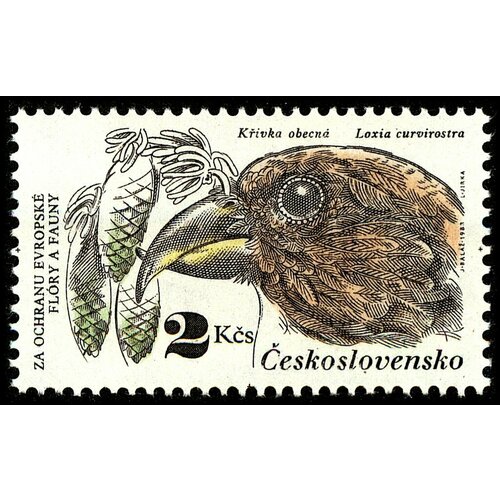 (1983-017) Марка Чехословакия Птица Охрана природы III Θ 1987 009 марка чехословакия ленточник тополёвый охрана природы бабочки iii θ