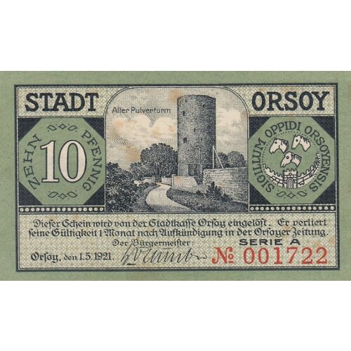 Германия (Веймарская Республика) Орзой 10 пфеннигов 1921 г. (3)