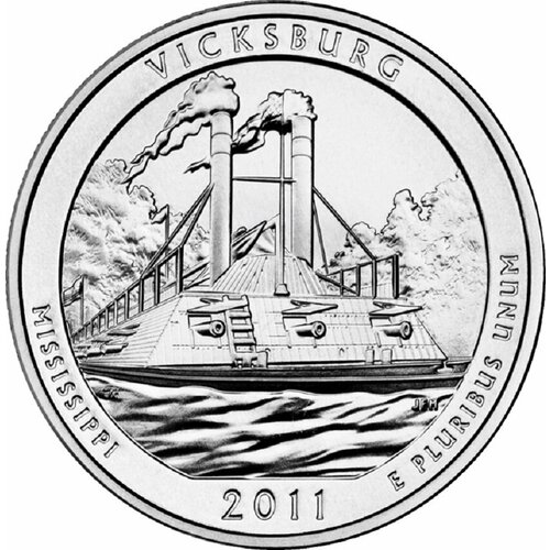 (009p) Монета США 2011 год 25 центов Виксберг Медь-Никель UNC