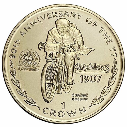 Остров Мэн 1 крона 1997 г. (90 лет Мотогонкам Tourist Trophy - Чарли Коллиер) tourist profi s tt 700 140 мм