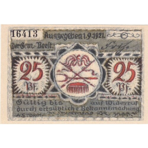 Германия (Веймарская Республика) Фолькштедт 25 пфеннигов 1921 г.