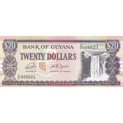 Гайана 20 долларов 1996 г. (№5) гайана 1000 долларов 2011 13 г банк гайаны unc