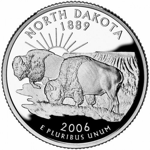 (039d) Монета США 2006 год 25 центов Северная Дакота Медь-Никель UNC