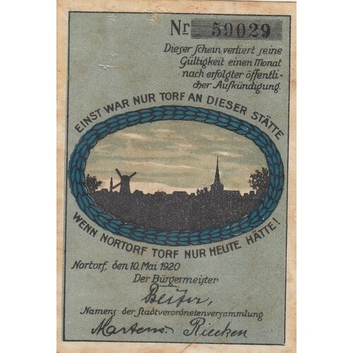 Германия (Веймарская Республика) Норторф 50 пфеннигов 1920 г. (№2) германия веймарская республика норенберг 50 пфеннигов 1920 г 2