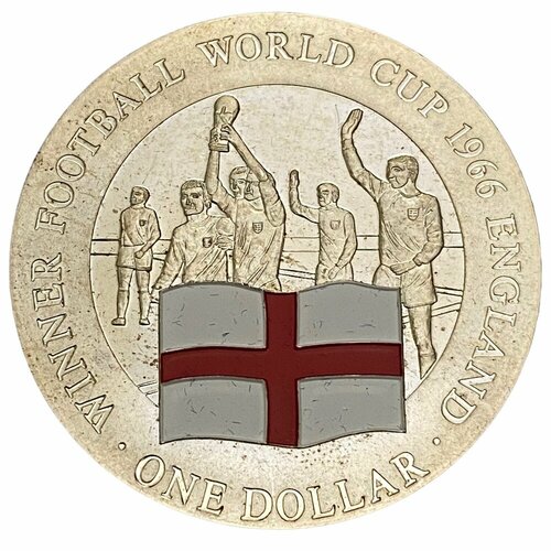 Острова Кука 1 доллар 2001 г. (Первое место на чемпионате мира по футболу 1966 - Англия) (Proof) монета коллекционная серебро розы острова кука